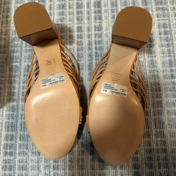 NIB Schutz Evangeline Sandals in Honey Peach Sz 8.5 - Picture 3 of 6